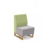 Encore² modular single seater low back sofa with no arms and wooden sled frame - forecast grey seat with endurance green back ENC-MOD01L-WF-FG-EN