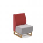 Encore² modular single seater low back sofa with no arms and wooden sled frame - forecast grey seat with extent red back ENC-MOD01L-WF-FG-ER