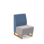 Encore² modular single seater low back sofa with no arms and wooden sled frame - forecast grey seat with range blue back ENC-MOD01L-WF-FG-RB