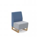 Encore² modular single seater low back sofa with no arms and wooden sled frame - late grey seat with range blue back and arms ENC-MOD01L-WF-LG-RB
