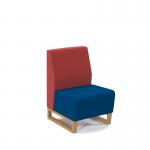 Encore² modular single seater low back sofa with no arms and wooden sled frame - maturity blue seat with extent red back ENC-MOD01L-WF-MB-ER