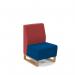 Encore² modular single seater low back sofa with no arms and wooden sled frame - maturity blue seat with extent red back ENC-MOD01L-WF-MB-ER