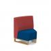 Encore² modular single seater low back sofa with no arms and wooden sled frame - maturity blue seat with extent red back