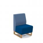 Encore² modular single seater low back sofa with no arms and wooden sled frame - maturity blue seat with range blue back ENC-MOD01L-WF-MB-RB