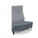 Encore² modular double seater convex high back sofa with no arms and black sled frame - elapse grey seat with late grey back