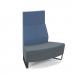Encore² modular double seater convex high back sofa with no arms and black sled frame - elapse grey seat with range blue back