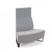 Encore² modular double seater convex high back sofa with no arms and black sled frame - forecast grey seat with late grey back