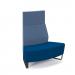 Encore² modular double seater convex high back sofa with no arms and black sled frame - maturity blue seat with range blue back