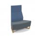 Encore² modular double seater convex high back sofa with no arms and wooden sled frame - elapse grey seat with range blue back
