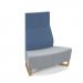 Encore² modular double seater convex high back sofa with no arms and wooden sled frame - late grey seat with range blue back