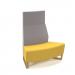 Encore² modular double seater convex high back sofa with no arms and wooden sled frame - lifetime yellow seat with forecast grey back