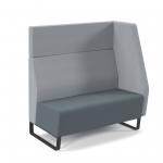 Encore modular double seater high back sofa with left hand arm and black sled frame - elapse grey seat with late grey back and arm ENC-MOD02H-LA-MF-EG-LG