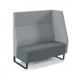 Encore² modular double seater high back sofa with left hand arm and black sled frame - elapse grey seat with late grey back and arm