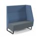 Encore² modular double seater high back sofa with left hand arm and black sled frame - elapse grey seat with range blue back and arm
