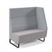 Encore² modular double seater high back sofa with left hand arm and black sled frame - forecast grey seat with late grey back and arm