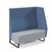 Encore² modular double seater high back sofa with left hand arm and black sled frame - late grey seat with range blue back and arm