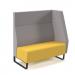 Encore² modular double seater high back sofa with left hand arm and black sled frame - lifetime yellow seat with forecast grey back and arm