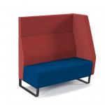 Encore modular double seater high back sofa with left hand arm and black sled frame - maturity blue seat with extent red back and arm ENC-MOD02H-LA-MF-MB-ER