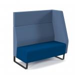 Encore modular double seater high back sofa with left hand arm and black sled frame - maturity blue seat with range blue back and arm ENC-MOD02H-LA-MF-MB-RB