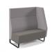 Encore² modular double seater high back sofa with left hand arm and black sled frame - present grey seat with forecast grey back and arm