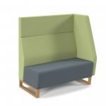 Encore modular double seater high back sofa with left hand arm and wooden sled frame - elapse grey seat with endurance green back and arm ENC-MOD02H-LA-WF-EG-EN