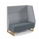 Encore modular double seater high back sofa with left hand arm and wooden sled frame - elapse grey seat with late grey back and arm ENC-MOD02H-LA-WF-EG-LG