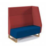 Encore modular double seater high back sofa with left hand arm and wooden sled frame - maturity blue seat with extent red back and arm ENC-MOD02H-LA-WF-MB-ER