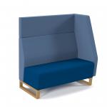Encore modular double seater high back sofa with left hand arm and wooden sled frame - maturity blue seat with range blue back and arm ENC-MOD02H-LA-WF-MB-RB