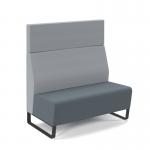Encore² modular double seater high back sofa with no arms and black sled frame - elapse grey seat with late grey back ENC-MOD02H-MF-EG-LG
