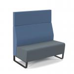 Encore² modular double seater high back sofa with no arms and black sled frame - elapse grey seat with range blue back ENC-MOD02H-MF-EG-RB