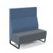 Encore² modular double seater high back sofa with no arms and black sled frame - elapse grey seat with range blue back ENC-MOD02H-MF-EG-RB
