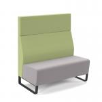 Encore² modular double seater high back sofa with no arms and black sled frame - forecast grey seat with endurance green back ENC-MOD02H-MF-FG-EN