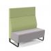Encore² modular double seater high back sofa with no arms and black sled frame - forecast grey seat with endurance green back ENC-MOD02H-MF-FG-EN