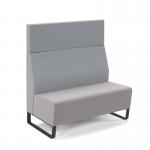Encore² modular double seater high back sofa with no arms and black sled frame - forecast grey seat with late grey back ENC-MOD02H-MF-FG-LG