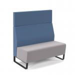 Encore² modular double seater high back sofa with no arms and black sled frame - forecast grey seat with range blue back ENC-MOD02H-MF-FG-RB