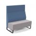 Encore² modular double seater high back sofa with no arms and black sled frame - forecast grey seat with range blue back ENC-MOD02H-MF-FG-RB