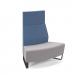 Encore² modular double seater high back sofa with no arms and black sled frame - forecast grey seat with range blue back
