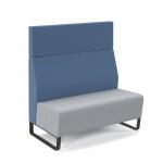 Encore² modular double seater high back sofa with no arms and black sled frame - late grey seat with range blue back ENC-MOD02H-MF-LG-RB