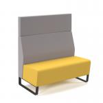 Encore² modular double seater high back sofa with no arms and black sled frame - lifetime yellow seat with forecast grey back ENC-MOD02H-MF-LY-FG