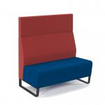Encore² modular double seater high back sofa with no arms and black sled frame - maturity blue seat with extent red back ENC-MOD02H-MF-MB-ER