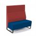 Encore² modular double seater high back sofa with no arms and black sled frame - maturity blue seat with extent red back ENC-MOD02H-MF-MB-ER