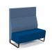 Encore² modular double seater high back sofa with no arms and black sled frame - maturity blue seat with range blue back ENC-MOD02H-MF-MB-RB