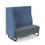 Encore modular double seater high back sofa with right hand arm and black sled frame - elapse grey seat with range blue back and arm ENC-MOD02H-RA-MF-EG-RB