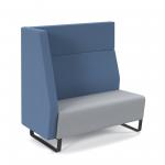 Encore modular double seater high back sofa with right hand arm and black sled frame - late grey seat with range blue back and arm ENC-MOD02H-RA-MF-LG-RB