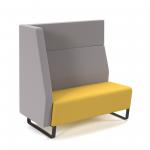 Encore modular double seater high back sofa with right hand arm and black sled frame - lifetime yellow seat with forecast grey back and arm ENC-MOD02H-RA-MF-LY-FG