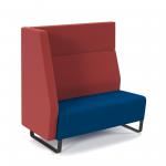 Encore modular double seater high back sofa with right hand arm and black sled frame - maturity blue seat with extent red back and arm ENC-MOD02H-RA-MF-MB-ER