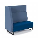 Encore modular double seater high back sofa with right hand arm and black sled frame - maturity blue seat with range blue back and arm ENC-MOD02H-RA-MF-MB-RB