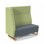 Encore modular double seater high back sofa with right hand arm and wooden sled frame - elapse grey seat with endurance green back and arm ENC-MOD02H-RA-WF-EG-EN