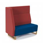 Encore modular double seater high back sofa with right hand arm and wooden sled frame - maturity blue seat with extent red back and arm ENC-MOD02H-RA-WF-MB-ER