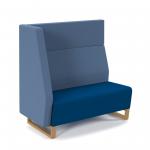 Encore modular double seater high back sofa with right hand arm and wooden sled frame - maturity blue seat with range blue back and arm ENC-MOD02H-RA-WF-MB-RB